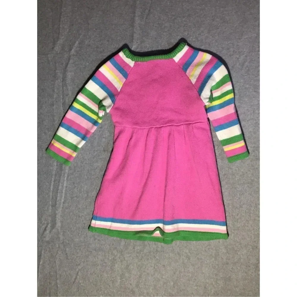 Toddlers The Children’s Place Dress Size 3T Knitted Pink Floral Hearts Stripes